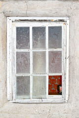 old window in barn a cold winter day