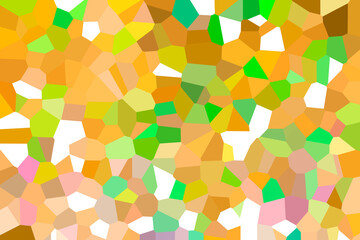 Fototapeta na wymiar Mixed polygonal mosaic in green, orange and white tones