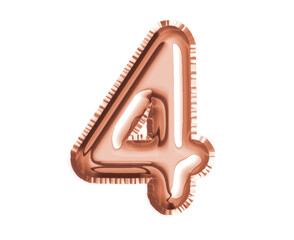 Obraz premium Rose gold, bronze number four air balloon for baby shower celebrate decoration party