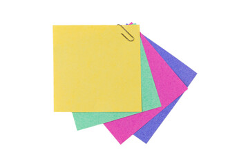 A sticker and a paper clip isolated on a white background