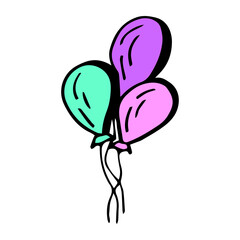 Balloons in trending colors isolated doodle vector illustration