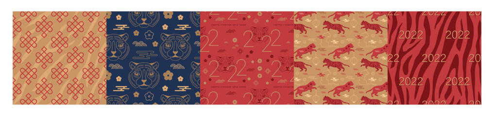 chinese pattern collection for Lunar new year 2022 year of the tiger. modern abstract background design. wallpaper.