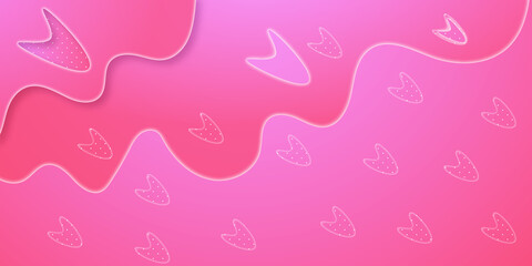 Trending three layers pink paper cut out for abstract vector illustration background. Heart papercut multi pink, lighte red color layers. happy valentines day greeting. romantic card design.