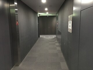 Black-based office corridor