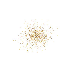 Gold round, circles confetti isolated on white background. Vector illustration. Falling golden dust for party decoration, birthday celebrate, banner, anniversary or Christmas, New Year.Festival decor.