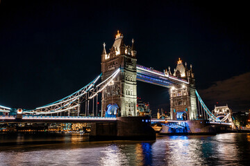 Fototapeta na wymiar London Tower Bridge at Night. One of London's most famous bridges and must-see landmarks in London.
