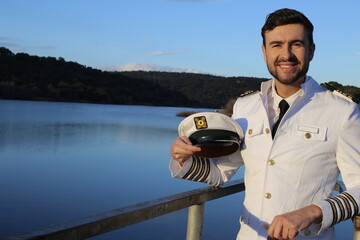 Ship captain with elegant uniform