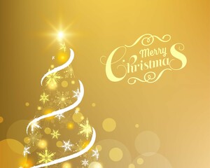 Gold light sky galaxy Christmas tree card background banner