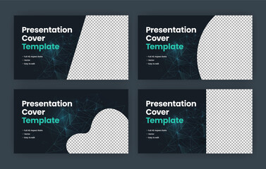 Podcast cover or presentation graphic template collection. Different styles of presentation. Full HD aspect ratio.