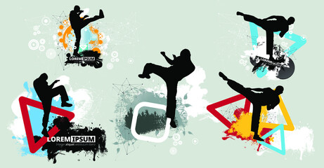 Young male karate warrior. Sport background ready for poster or banner, vector © zeber