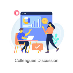 Colleagues Discussion vector illustration isolated on white background. Flat Illustration style design.