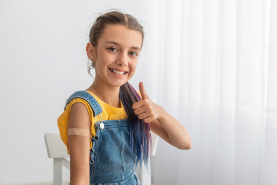 Teen Patient Showing Vaccinated Arm After Antiviral Injection, Like Gesture