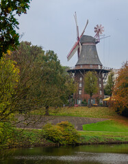 Windmill next to the river in Lubeck