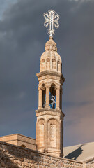 Fototapeta premium Midyat, Mardin, Turkey - January 2020: Architectural details of Mor Gabriel Monastery. also known as Deyrulumur, is the oldest surviving Syriac Orthodox monastery in the world.