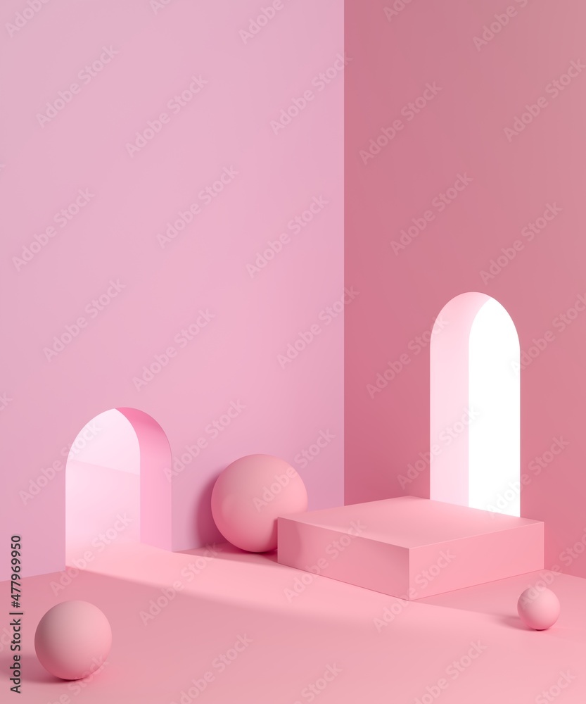 Poster abstract background, mock up scene with podium geometry shape for product display. 3d rendering