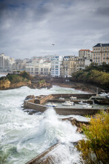 Seaside and beach of the city of Biarritz - obrazy, fototapety, plakaty