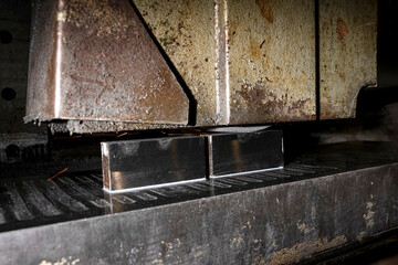 Fototapeta na wymiar Surface grinding, sparks from abrasive stone, metal processing.