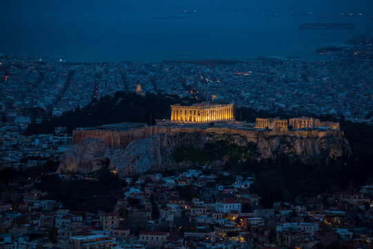athen akropolis nachts stadt Burg griechenland