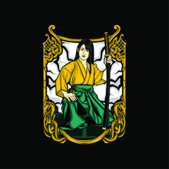 beautiful girl in action illustration