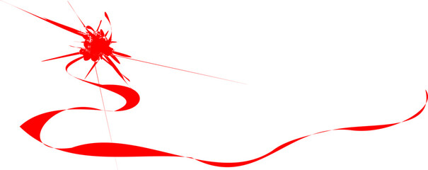 Vector ribbon scarlet border with radiant blot.  Edging of the title cover or postcard, banner.  Transparent background. Ability to change to any size without loss of quality. 