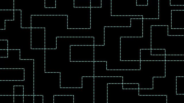 Animated Geometric Circuit Network line on black background. Moving Circuits Lines in Continues stripe structure. background Overlay 