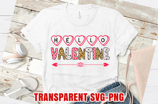Hello valentine Valentine Sublimation Designs valentine day t-shirt design Vector