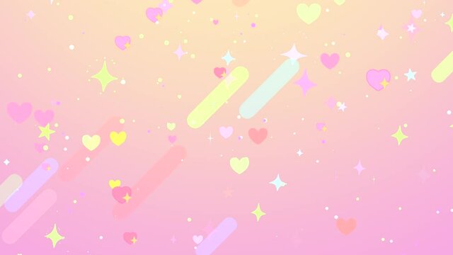 Looped cartoon pastel crossing hearts sky animation.