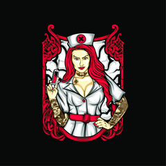 beautiful girl in action illustration