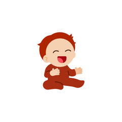 Baby smile laugh happiness happy Kids outline style icon and illustration