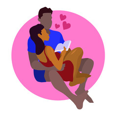 Flat illustration of a couple romantically sitting together.