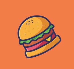 cute burger medium size. cartoon food concept Isolated illustration. Flat cartoon Style suitable for Sticker Icon Design Premium Logo vector