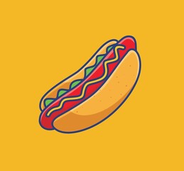 cute vegetable hotdog meal. cartoon food concept Isolated illustration. Flat cartoon Style suitable for Sticker Icon Design Premium Logo vector
