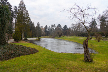 Garden by the Utrata river in Zelazowa Wola, Poland.