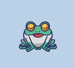 cute frog sleeping. cartoon animal nature concept Isolated illustration. Flat Style suitable for Sticker Icon Design Premium Logo vector. Mascot Character