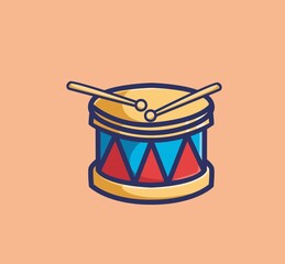 cute single drum. cartoon object concept Isolated illustration. Flat Style suitable for Sticker Icon Design Premium Logo vector