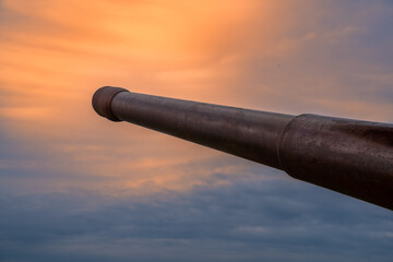 Cannon barrel of the German war bunker in France