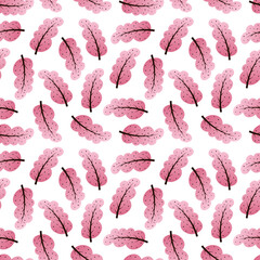 Floral seamless pattern with pink trees or leaves. Beautiful girl's print with a gradient. Ornament for clothes, bedding and wallpaper. Illustration for notebooks and diaries covers.