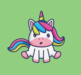 cute pink unicorn girl sit pose. cartoon animal nature concept Isolated illustration. Flat Style suitable for Sticker Icon Design Premium Logo vector. Mascot Character