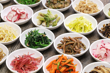 assorted namul, korean food