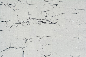 texture of cracked white paint close-up