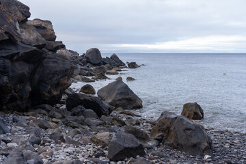A rocky beach on the east coast of Madeira