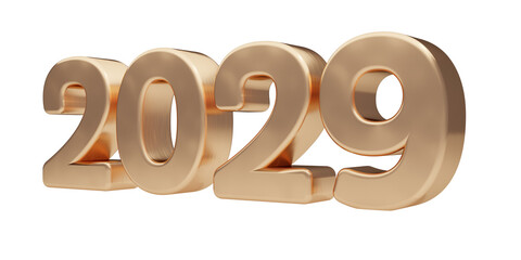 2029 golden bold letters isolated on white 3d-illustration