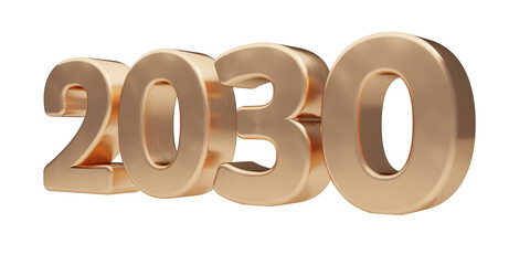 2030 golden bold letters isolated on white 3d-illustration