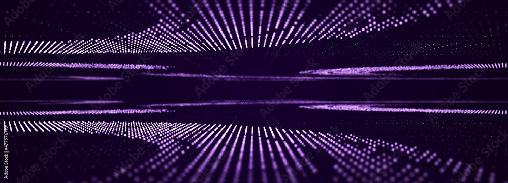 Aufkleber Abstract technology background. Computer matrix. Futuristic cyber blue background of points. 3d rendering.
