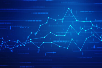 Business Growth graph on technology background, Futuristic raise arrow chart digital transformation abstract technology background. Big data and business growth currency stock and investment economy