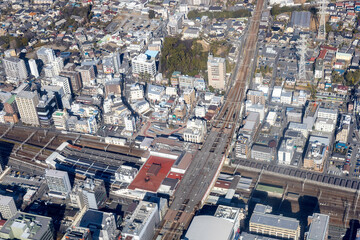 Fototapeta premium 千葉県の西船橋駅付近を空撮