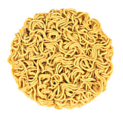 Instant noodles or dry noodles circle  isolated on white background