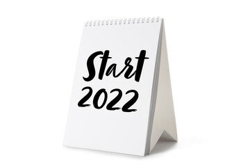 Flip calendar with text 2022 on white background