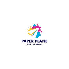 Fototapeta na wymiar Modern colorful design PAPER PLANE logo design