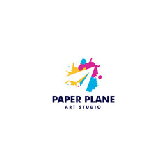 Modern colorful design PAPER PLANE logo design